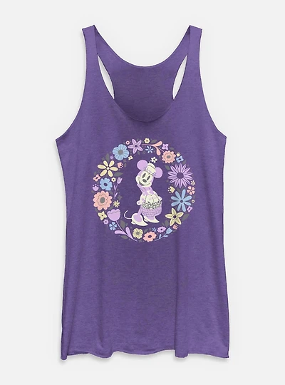 Disney Minnie Mouse And Flowers Womens Tank Top
