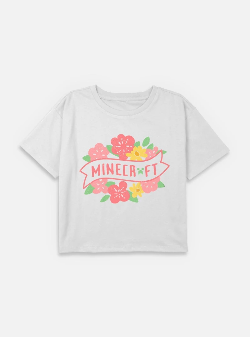Minecraft Drowned But Not Out T-Shirt Spring Flowers Youth Girls Boxy Crop