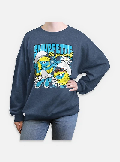 The Smurfs Smurfette Be Yourself Womens Oversized Sweatshirt