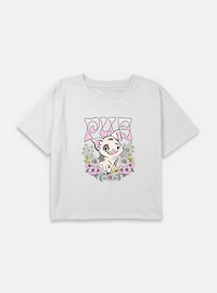 Disney Moana Pua Floral Wreath Youth Girls Boxy Crop T-Shirt