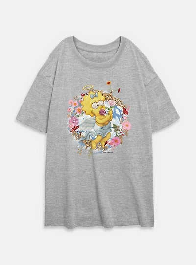 The Simpsons Cherub Maggie Floral Womens Oversized T-Shirt