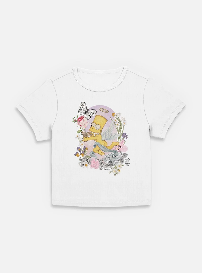 The Simpsons Cherub Bart Floral Women Baby T-Shirt