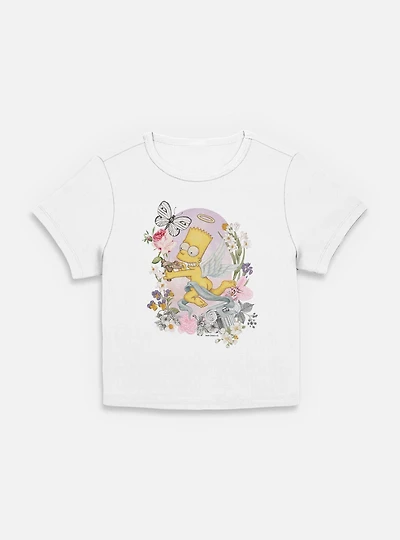 The Simpsons Cherub Bart Floral Women Baby T-Shirt