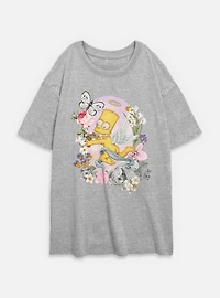 The Simpsons Cherub Bart Floral Womens Oversized T-Shirt