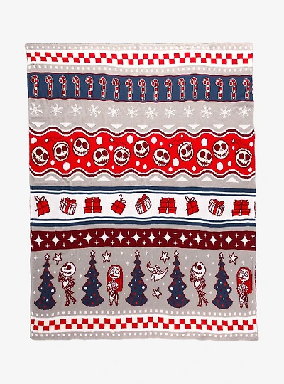 Disney The Nightmare Before Christmas Holiday Patterned Knit Throw - BoxLunch Exclusive