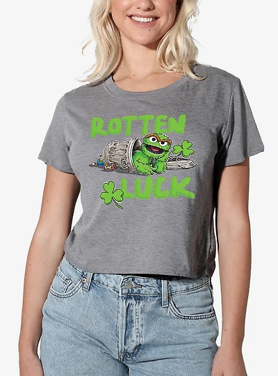 Sesame Street Oscar Rotten Luck Women's Crop Top Grey