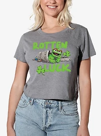 Sesame Street Oscar Rotten Luck Women's Crop Top Grey
