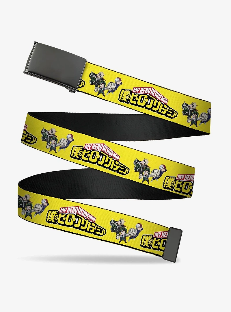 My Hero Academia Character Trio Pose & Title Logo Yellow Flip Web Belt