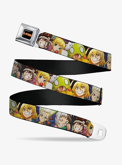 Dr. Stone Character Group Faces Close Up Seatbelt Buckle Belt
