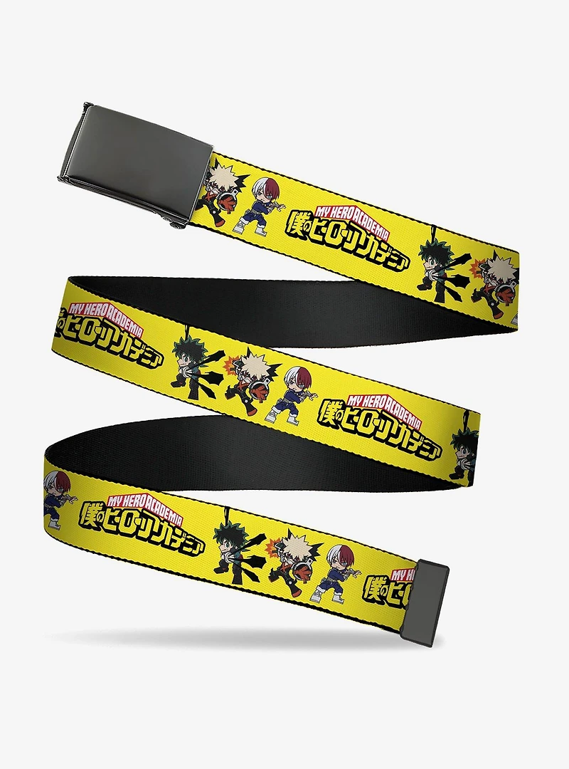 My Hero Academia Chibi Trio Action Poses & Logo Yellow Flip Web Belt