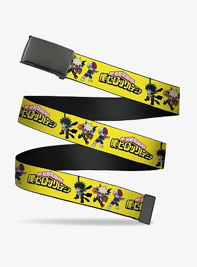 My Hero Academia Chibi Trio Action Poses & Logo Yellow Flip Web Belt