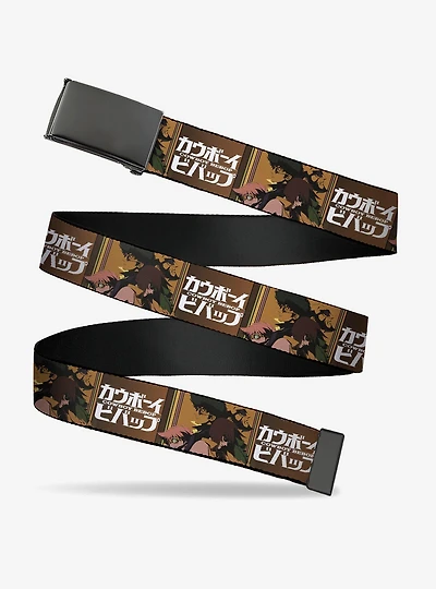 Cowboy Bebop Crew Group Pose & Title Logo Blocks Flip Web Belt