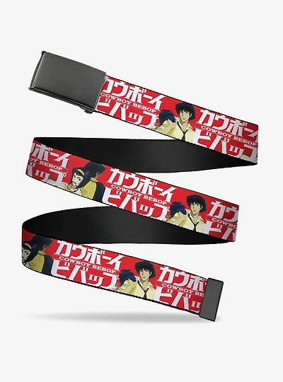 Cowboy Bebop Spike & Faye Back to Logo Red White Flip Web Belt
