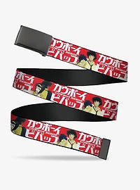 Cowboy Bebop Spike & Faye Back to Logo Red White Flip Web Belt