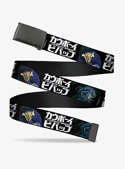 Cowboy Bebop Spike & Vicious Pose Logo Black Blues Flip Web Belt