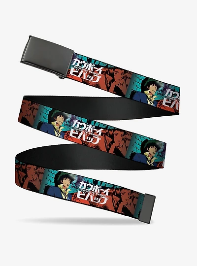 Cowboy Bebop Spike & Faye Brick Pose Logo Blues Reds Flip Web Belt