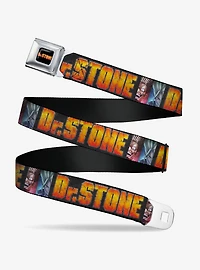 Dr. Stone Title Logo & Ibarra Suika Split Pose Black Seatbelt Buckle Belt