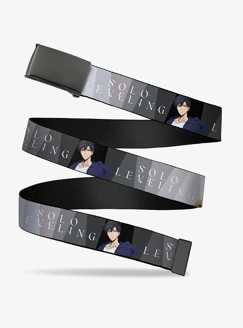 Solo Leveling Jinwoo & Hae Poses Logo White Flip Web Belt