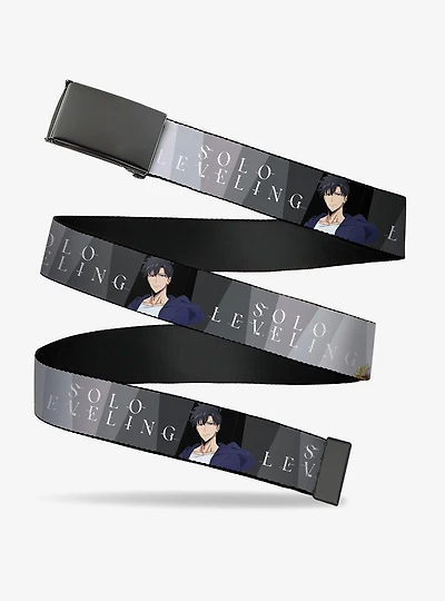 Solo Leveling Jinwoo & Hae Poses Logo White Flip Web Belt
