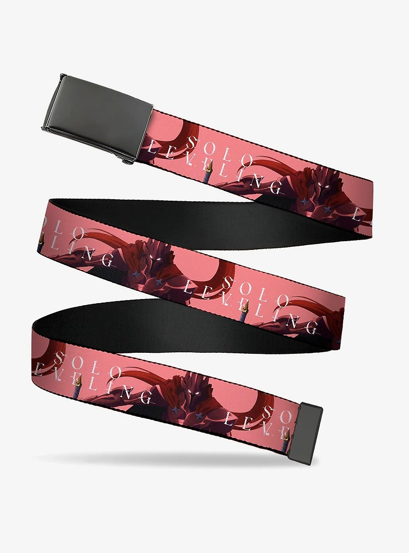 Solo Leveling Blood Red Commander Igris Pose & Logo Peach Flip Web Belt