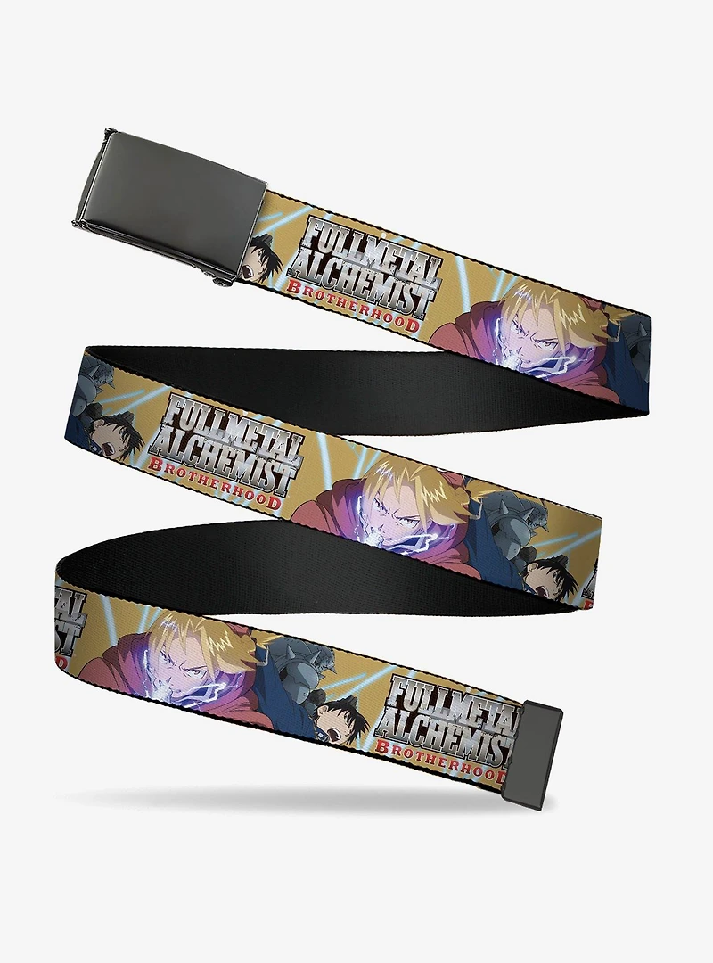 Fullmetal Alchemist: Brotherhood Elrics & Roy Mustang Yellow Flip Web Belt