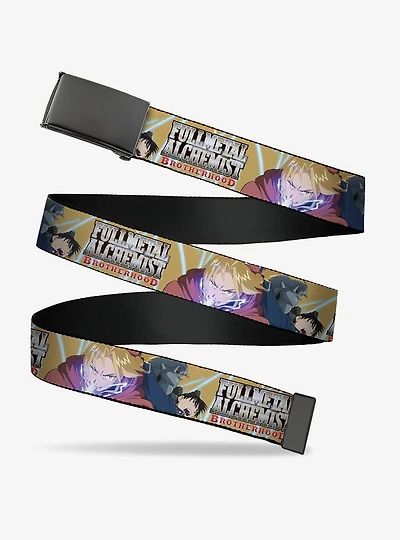 Fullmetal Alchemist: Brotherhood Elrics & Roy Mustang Yellow Flip Web Belt
