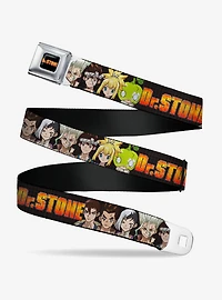 Dr. Stone Title Logo & Character Group Black Youth Seatbelt Buckle Belt