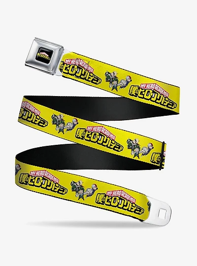 My Hero Academia Character Trio Pose & Title Logo Yellow Seatbelt Buckle Belt