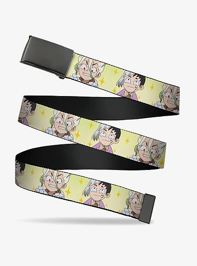 Dr. Stone Chibi Senku & Gen Faces Stars Yellows Flip Web Belt