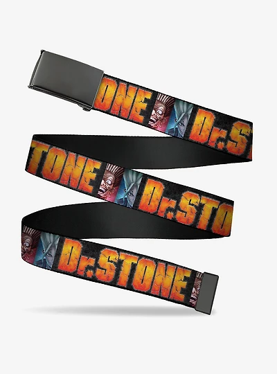Dr. Stone Title Logo & Ibarra Suika Split Pose Black Flip Web Belt