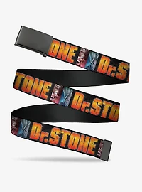 Dr. Stone Title Logo & Ibarra Suika Split Pose Black Flip Web Belt
