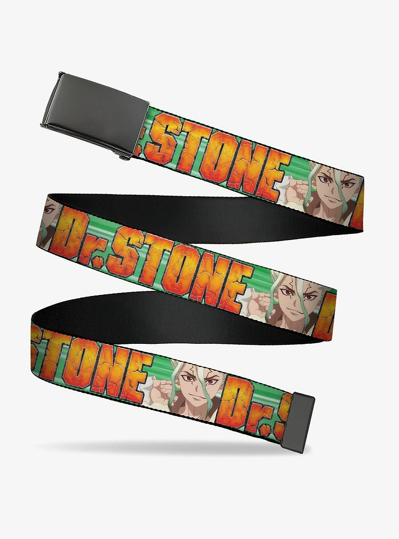 Dr. Stone Title Logo & Suika Face Close Up Flip Web Belt