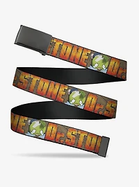 Dr. Stone Title Logo & Suika Crying Pose Browns Flip Web Belt
