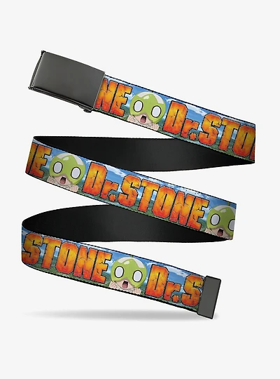 Dr. Stone Title Logo & Suika Surprised Pose Blues Flip Web Belt