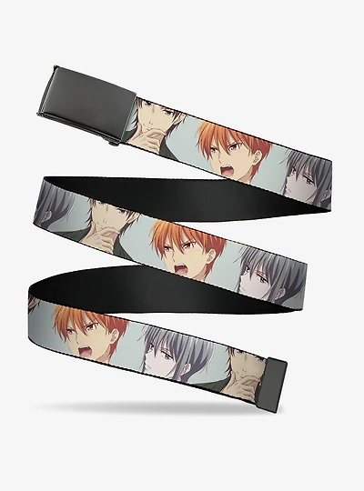 Fruits Basket Kyo Yuki Shigure Group Faces Mint Green Flip Web Belt