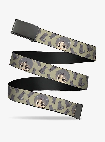 Fruits Basket Chibi Shigure Soma & Dog Scattered Olive Flip Web Belt