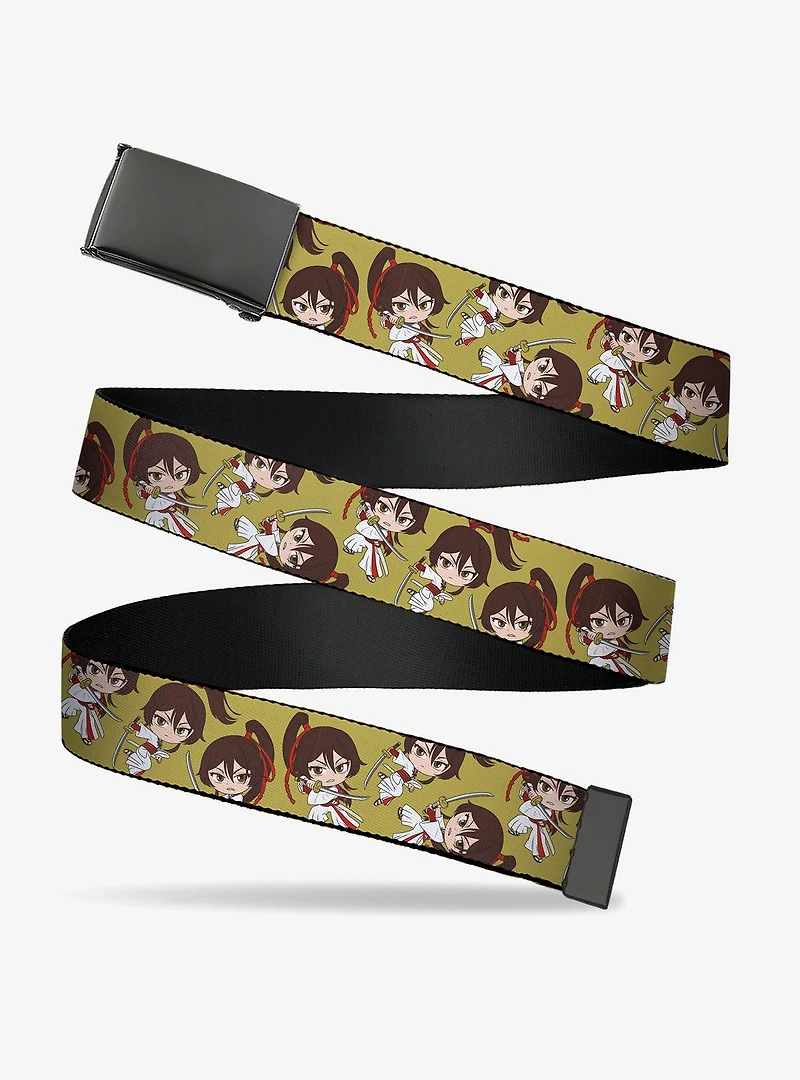Hell's Paradise Chibi Sagiri Sword Poses Scatter Golden Yellow Flip Web Belt