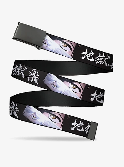 Hell's Paradise Gabimaru & Sagiri Eyes Logo Black White Flip Web Belt