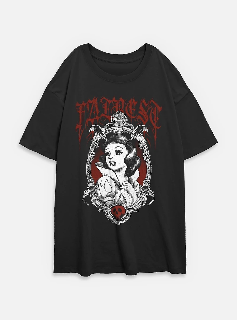 Disney Snow White and the Seven Dwarfs Fairest Goth Style Womens Oversized T-Shirt
