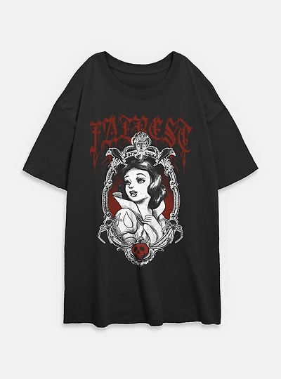Disney Snow White and the Seven Dwarfs Fairest Goth Style Womens Oversized T-Shirt
