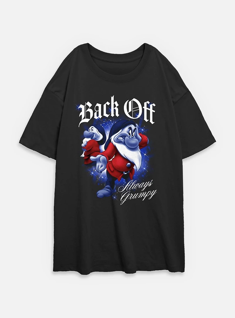 Disney Snow White and the Seven Dwarfs Back Off Always Grumpy Womens Oversized T-Shirt