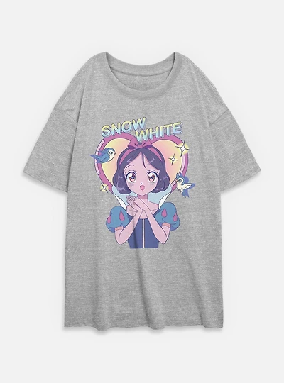 Disney Snow White and the Seven Dwarfs Anime Girly Pop Womens Oversized T-Shirt