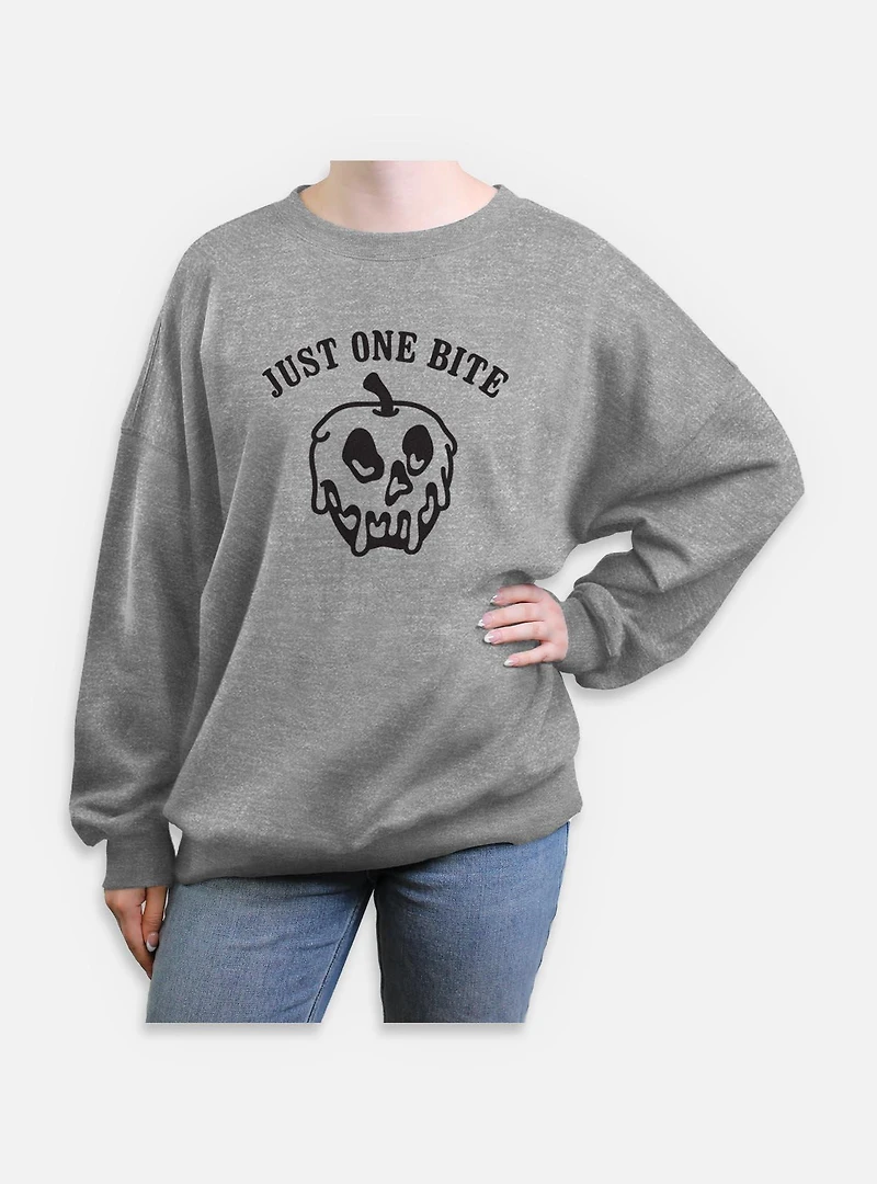 Disney Snow White and the Seven Dwarfs Just One Bite Apple Outline Womens Oversized Sweatshirt