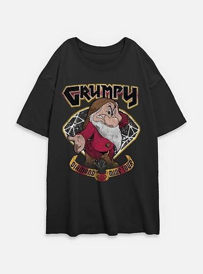 Disney Snow White and the Seven Dwarfs Grumpy Diamond Mine Tour Womens Oversized T-Shirt