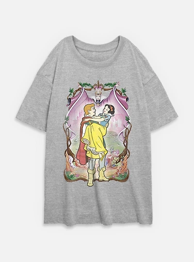 Disney Snow White and the Seven Dwarfs Love Poster Womens Oversized T-Shirt