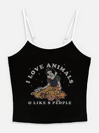 Disney Snow White and the Seven Dwarfs I Love Animals & Like 8 People Womens Cami