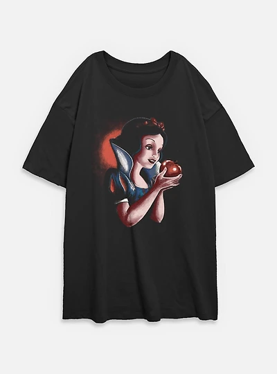 Disney Snow White and the Seven Dwarfs Holding Apple Portrait Womens Oversized T-Shirt