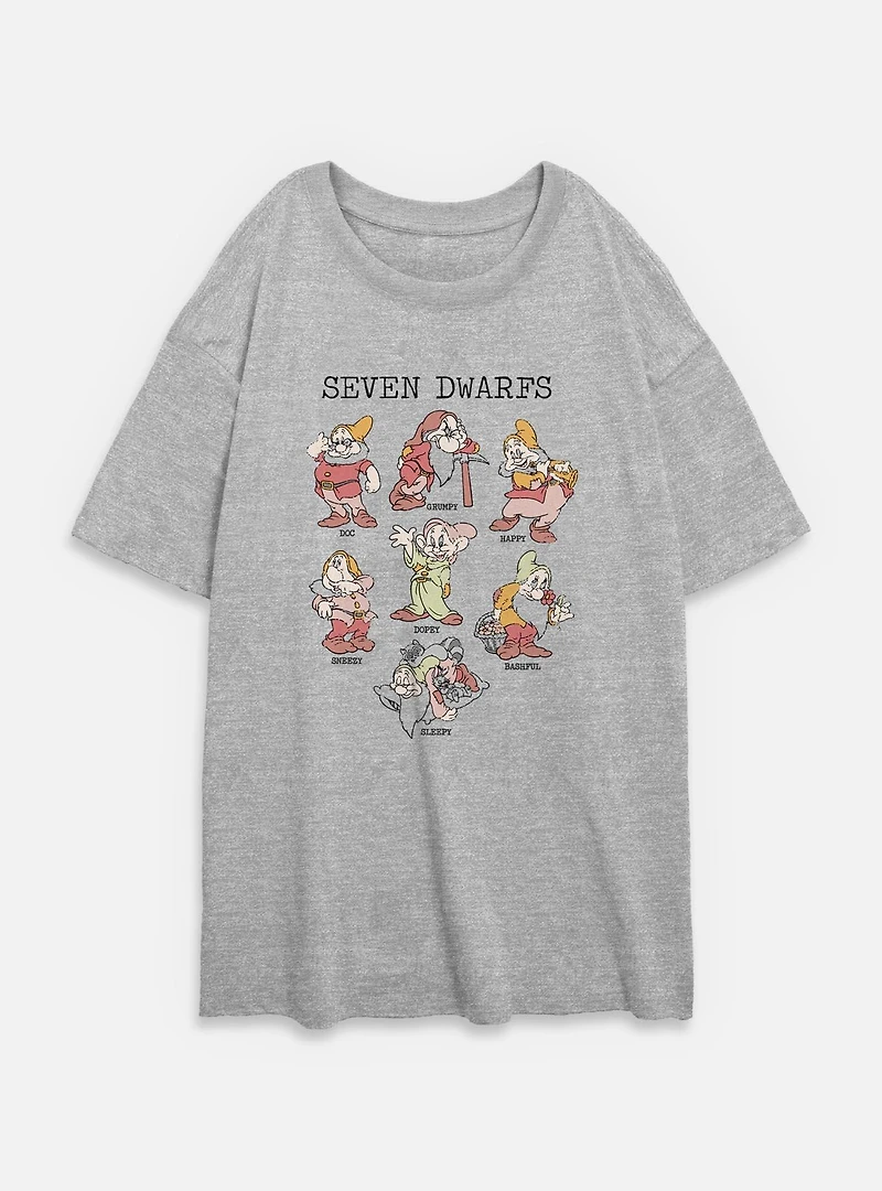 Disney Snow White and the Seven Dwarfs Illustration Womens Oversized T-Shirt