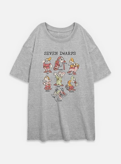 Disney Snow White and the Seven Dwarfs Illustration Womens Oversized T-Shirt