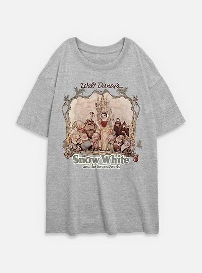 Disney Snow White and the Seven Dwarfs Retro Portrait Womens Oversized T-Shirt